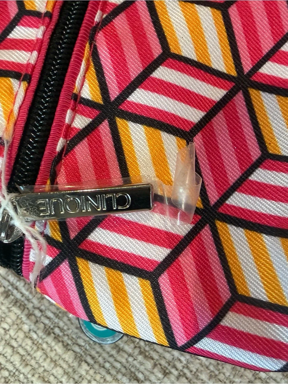 Clinique Pink and Yellow Geometric Cosmetic Pouch